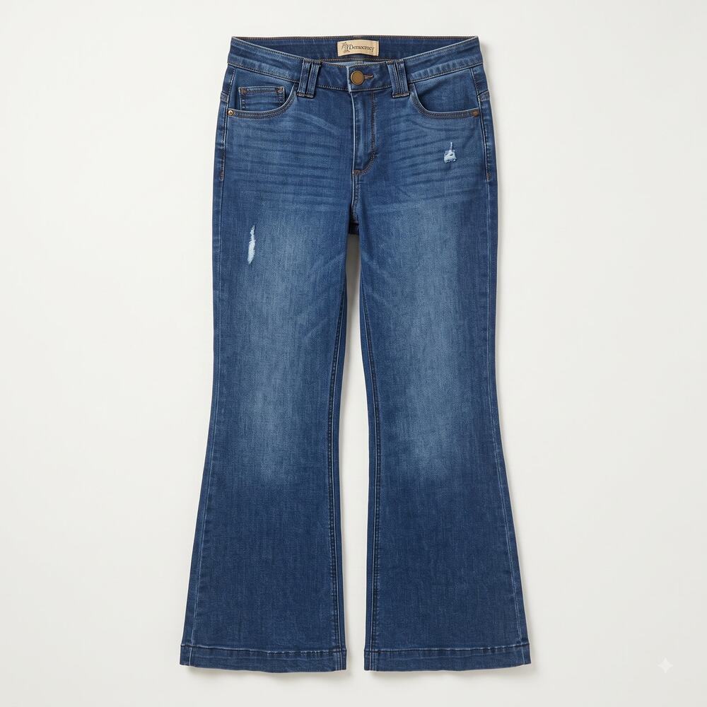 Democracy Womens 8 Ab Technology Slimming Rocker Distressed Flare Denim Jeans